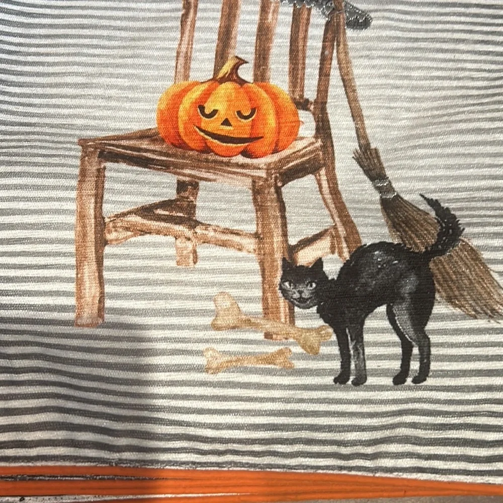 Max Studio Set of 4 Halloween placemats Black Cat Pumpkin Striped New Witch Hat